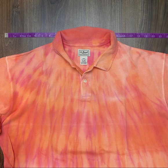 L. L. Bean Orange Tie Dye Polo Sz XL - Picture 6 of 6